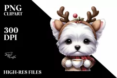 a Cute Watercolor West Highland White Terrier PNG Product Image 1