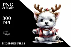 a Cute Watercolor West Highland White Terrier PNG Product Image 1