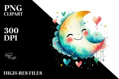 Colorful Half Moon with Hearts, Transparent PNG Product Image 2