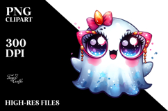 Funny Cute Ghost with Glam Accessories PNG Product Image 2