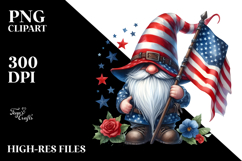 Detailed Patriotic Gnome Watercolor PNG Product Image 2