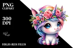 Cute Baby Unicorn Drawing PNG Product Image 2