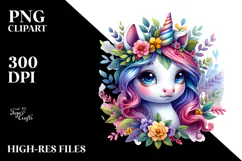 Cute Baby Unicorn Drawing PNG Product Image 2