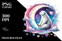 Colorful Polar Bear on Moon PNG Product Image 2