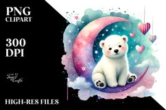 Colorful Polar Bear on Moon PNG Product Image 2
