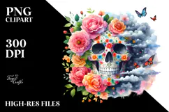 Colorful Skull Painting PNG Product Image 2