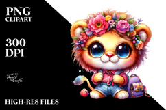 Vibrant Watercolor Goofy Cute Baby Lion PNG Product Image 2