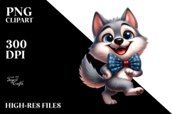 Ridiculously Cute Wolf in Bow Tie PNG Product Image 2