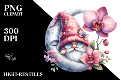Cute Gnome with Orchid PNG Product Image 2