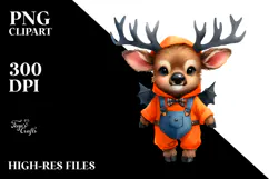 Cute Baby Elk Watercolor PNG Product Image 2