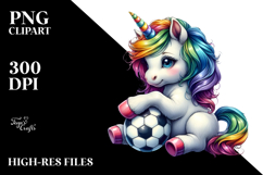 Colorful Baby Unicorn Soccer Ball PNG Product Image 2