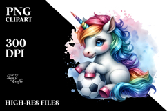 Baby Unicorn with Soccer Ball PNG Product Image 2