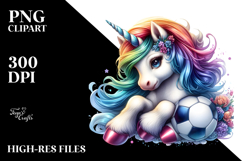 Colorful Baby Unicorn Soccer Ball PNG Product Image 2