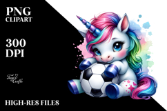 Colorful Baby Unicorn Soccer Ball PNG Product Image 2