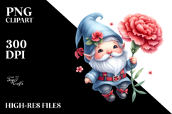 Cute Gnome with Large Carnation, Transparent PNG Product Image 2