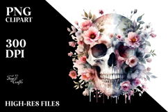 Grunge Flowers Skull PNG Product Image 2