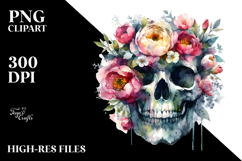 Grunge Flowers Skull PNG Product Image 2