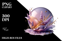 Glossy Lavender with Gold Accents, Watercolor PNG Product Image 2