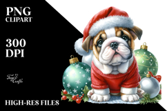 Sitting Bulldog Christmas Globes PNG Product Image 2