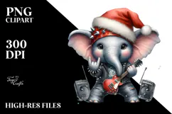 Cute Baby Elephant with Santa Hat PNG Product Image 2
