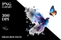 Bird Half of Butterfly Silhouettes PNG Product Image 2