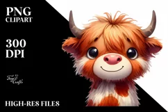 Funny Highland Cow with Goofy Smile PNG Product Image 1