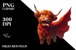 Highland Cow Superhero Cape Digital Painting Product Image 2