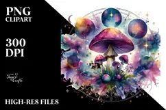 Vibrant Magical Celestial Mushroom Tarot PNG Product Image 2