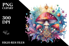 Vibrant Magical Celestial Mushroom Tarot PNG Product Image 2