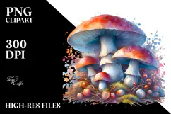 Detailed Mushroom Watercolor Splash PNG Product Image 2