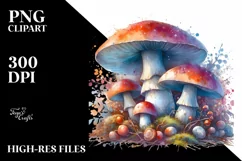 Detailed Mushroom Watercolor Splash PNG Product Image 3