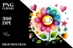 Smiling Flower with Hearts, PNG Product Image 2