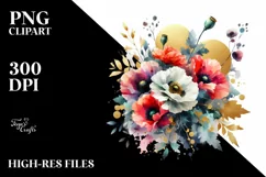 Vibrant Bouquet with Poppy, GOLD FOIL Splash Product Image 3