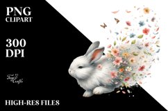 Tumbling Rabbit Spring Petals Clipart Product Image 1