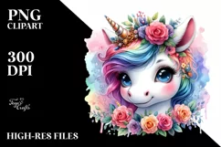 Cute Baby Unicorn Sitting PNG Product Image 1
