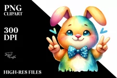 Colorful Bunny Watercolor Sticker Clipart Product Image 3