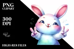 Colorful Bunny Watercolor Sticker Clipart Product Image 3