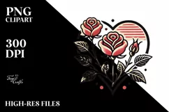 Vintage Roses Heart PNG Product Image 2