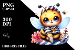 Vibrant Watercolor Smiling Cute Baby Bee PNG Product Image 2
