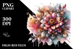 Abstract Shiny Zinnia Golden Watercolor Splash Clipart Product Image 1