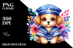 Vibrant Puppy in Sailor Suit PNG Product Image 2