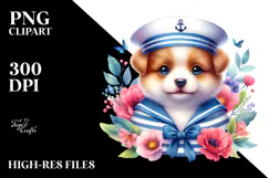Vibrant Puppy in Sailor Suit PNG Product Image 2