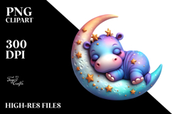 Sleeping Baby Hippo PNG Product Image 2