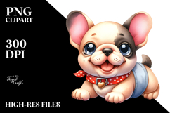 Watercolor Cute Cartoon French Bulldog PNG Product Image 2