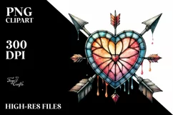 Stained Heart Arrow PNG Product Image 2