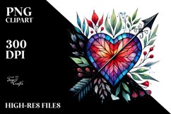 Stained Heart Arrow PNG Product Image 2