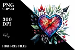 Stained Heart Arrow PNG Product Image 2