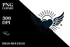 Retro Wings Heart PNG Product Image 2