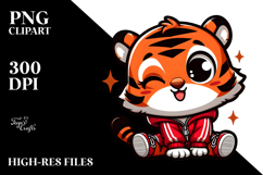 Joyful Tiger Sitting PNG Product Image 2