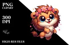 Dancing Lion with Flower Crown PNG Product Image 2